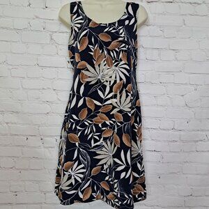Looking Good Blue Tropical Print Midi Dress Size Small